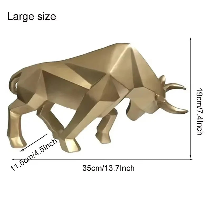 Abstract Geometric Bull Statue Resin Decorative Sculpture