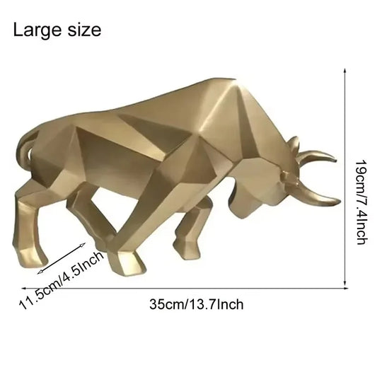Abstract Geometric Bull Statue Resin Decorative Sculpture