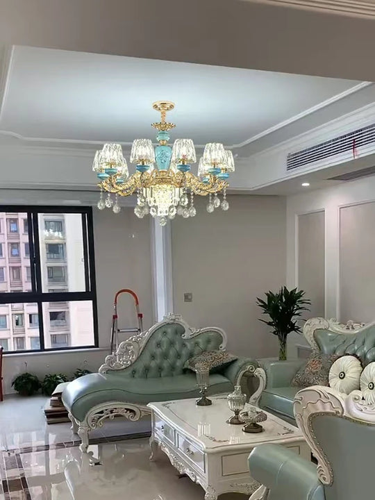 Luxury Umbrella Crystal Chandelier – European-Style Pendant for Villas &amp; Hotels