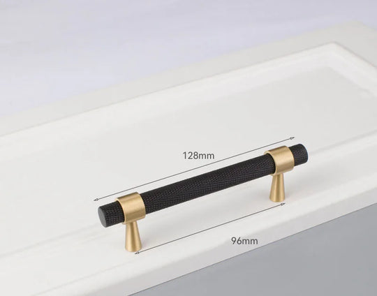 Solid Brass Knurled Cabinet Handles – Gold and Black Pulls and Knobs for Furniture