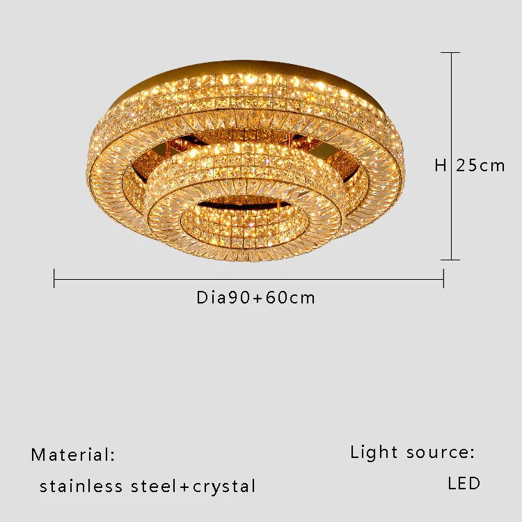 Modern Two-Tier Crystal Ceiling Light for Bedroom &amp; Living Room
