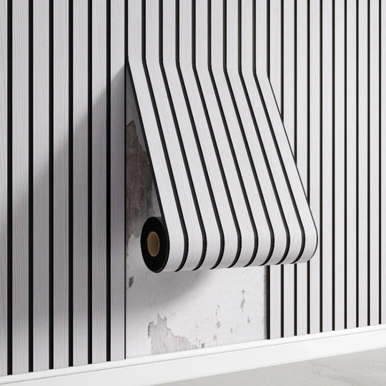 Self Adhesive 3D Striped PVC Wall Covering Neutral Tones