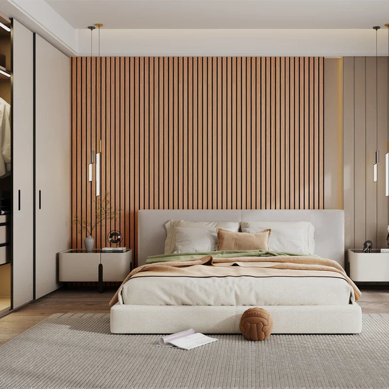 Self Adhesive 3D Striped PVC Wall Covering Neutral Tones