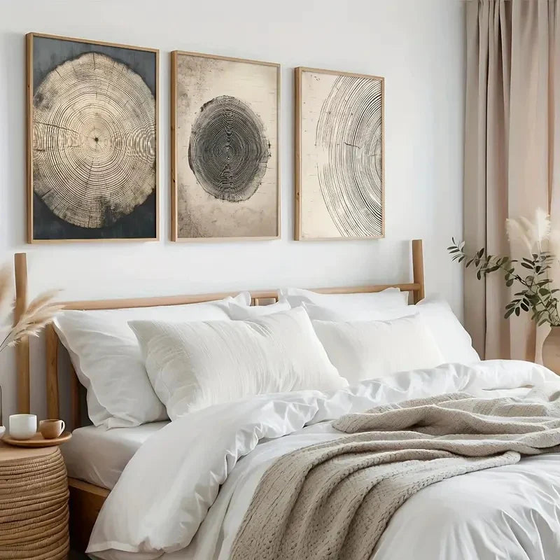 Minimalist Abstract Tree Rings Canvas Wall Art Set