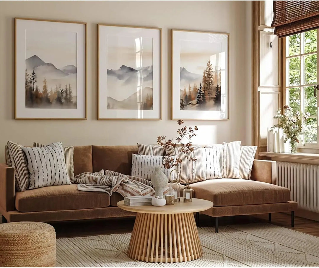 Misty Forest Landscape Canvas Wall Art Set of 3