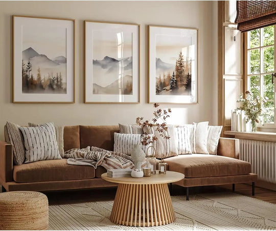 Misty Forest Landscape Canvas Wall Art Set of 3