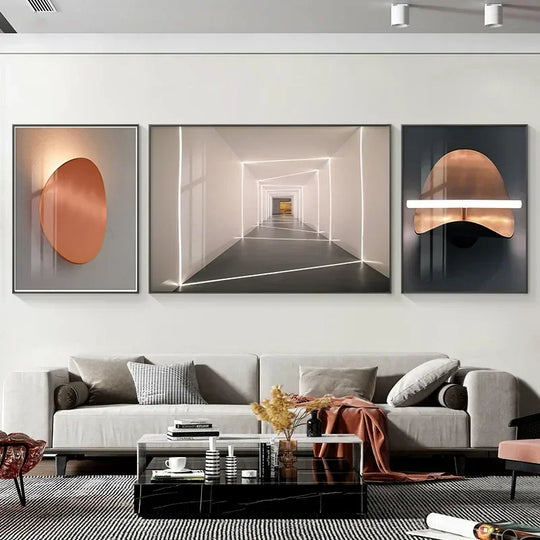 Set of 3 Abstract Triptych Canvas Wall Art Prints