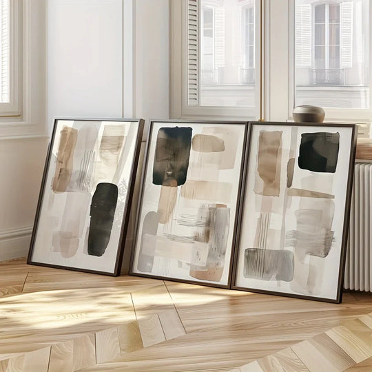 Neutral Tones Abstract Canvas Wall Art Set