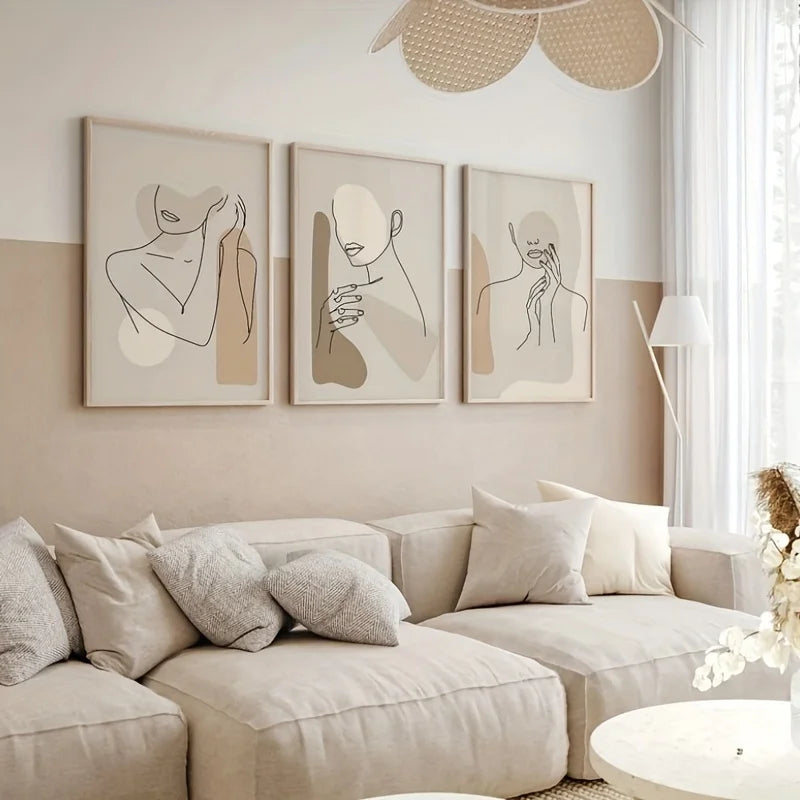 Abstract Line Art Figure Canvas Wall Art Set