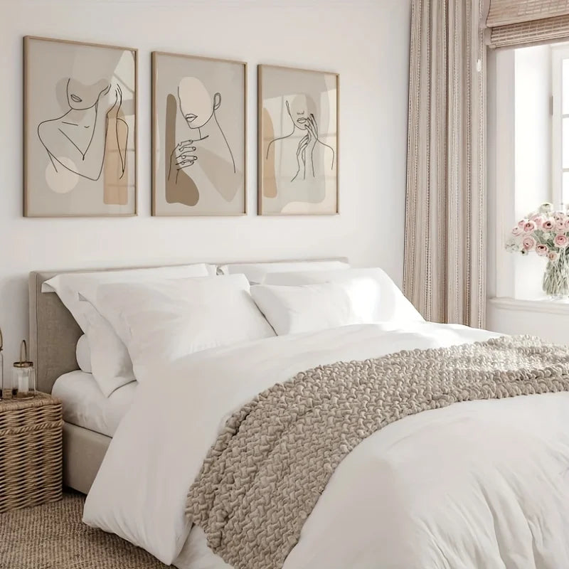 Abstract Line Art Figure Canvas Wall Art Set