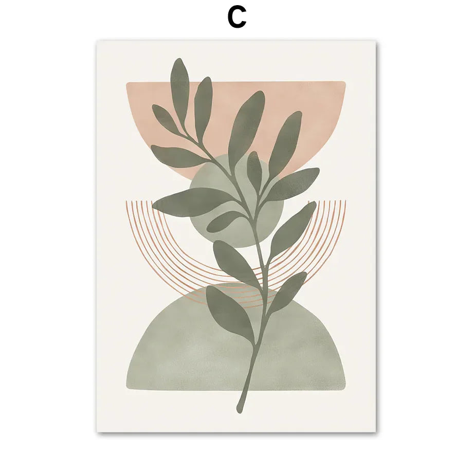 Simple Geometric Abstract Botanical Canvas Wall Art