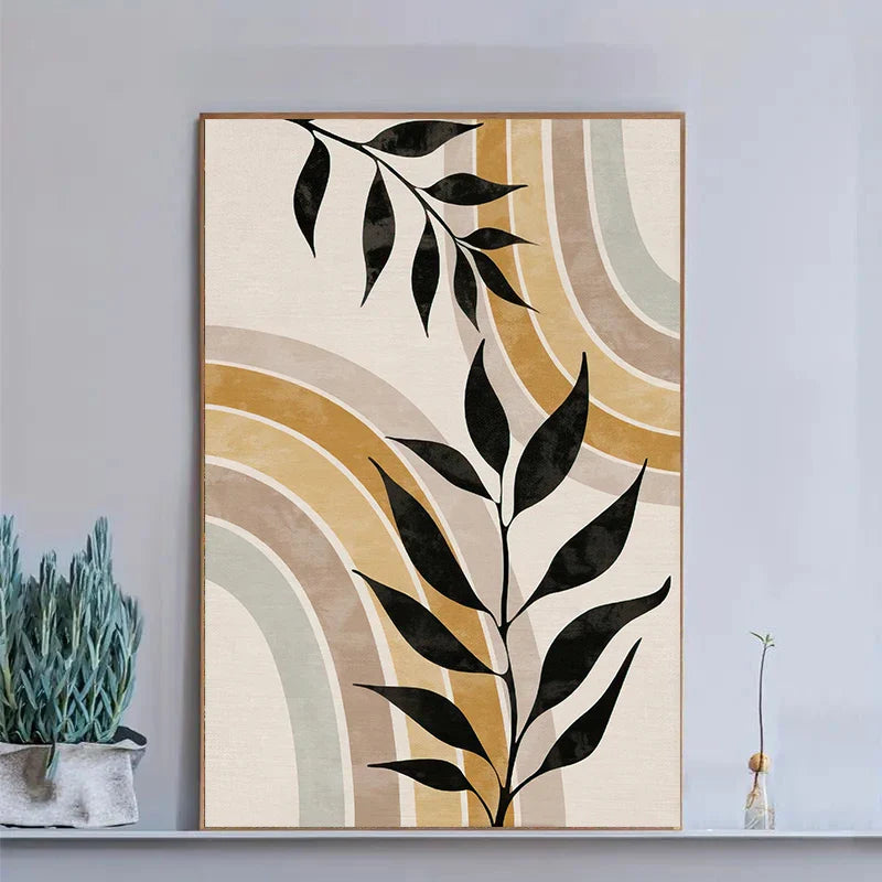 Sunrise Abstract Botanical Canvas Wall Art Set of 3
