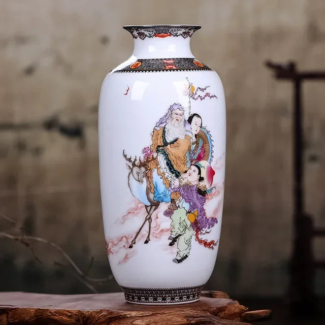 Traditional Ceramic Flower Vase for Living Room Decoration