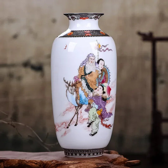 Traditional Ceramic Flower Vase for Living Room Decoration