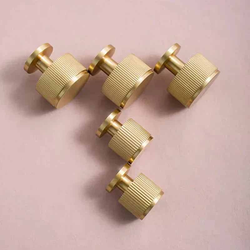 Brass Cabinet Knobs &amp; Knurled T-Bar Handles – Modern Furniture Hardware
