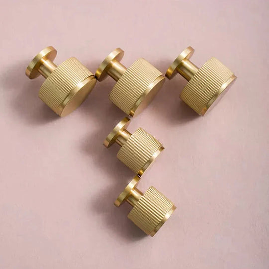 Brass Cabinet Knobs &amp; Knurled T-Bar Handles – Modern Furniture Hardware