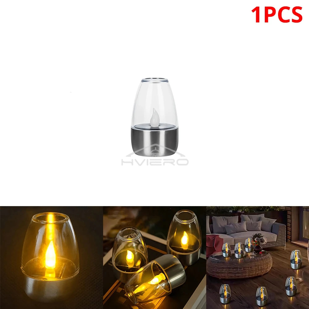 Solar LED Candle Light Stainless Steel Outdoor Garden Decoration