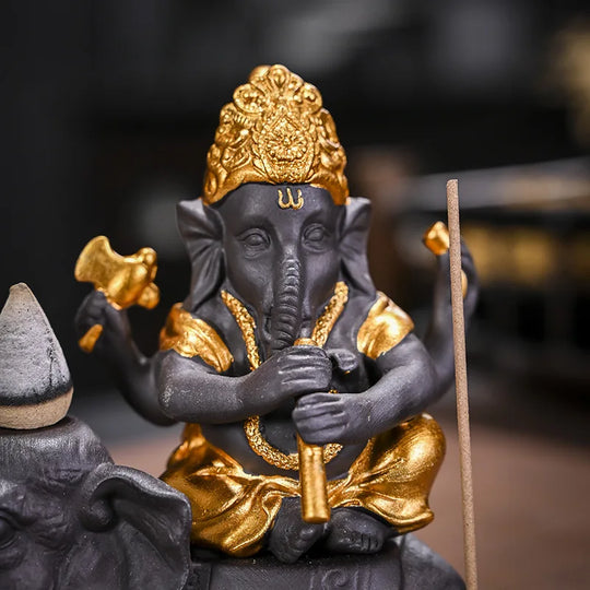Elephant Head Ganesha Backflow Incense Burner Zen Decor