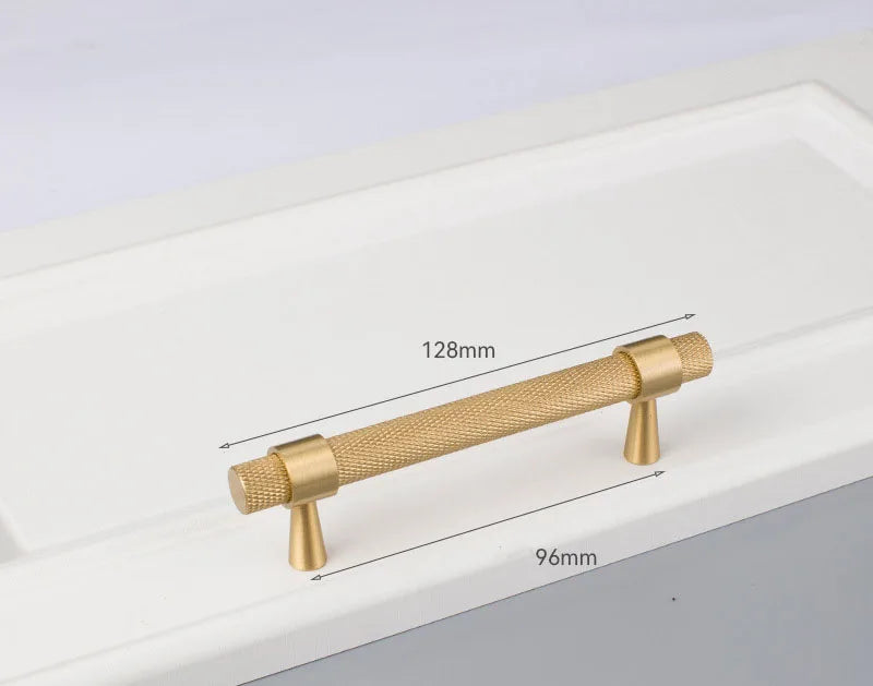 Solid Brass Knurled Cabinet Handles – Gold and Black Pulls and Knobs for Furniture