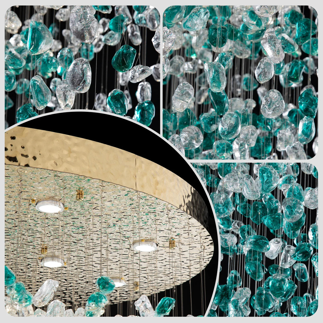 Large Green Crystal Chandelier Luxury LED Light for Lobby &amp; Stair