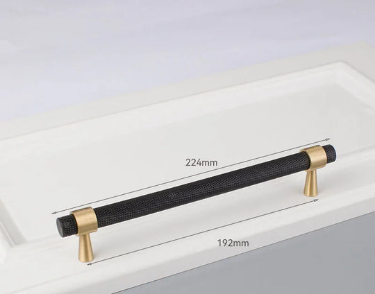 Solid Brass Knurled Cabinet Handles – Gold and Black Pulls and Knobs for Furniture