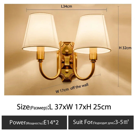 European Style Copper LED Wall Lamp for Bedroom &amp; Living Room