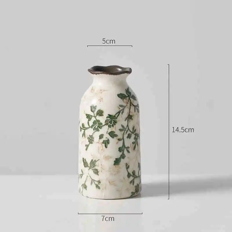 Crackle Glaze Ceramic Bud Vase for Tabletop Flower Decor