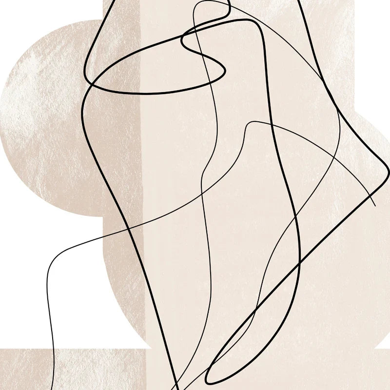 Shades of Beige Abstract Line Art Canvas Wall Art