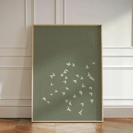 Minimalist Flock of Birds Abstract Canvas Wall Art