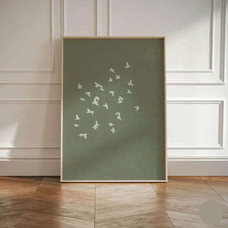 Minimalist Flock of Birds Abstract Canvas Wall Art