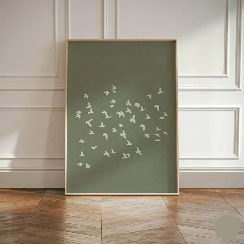 Minimalist Flock of Birds Abstract Canvas Wall Art