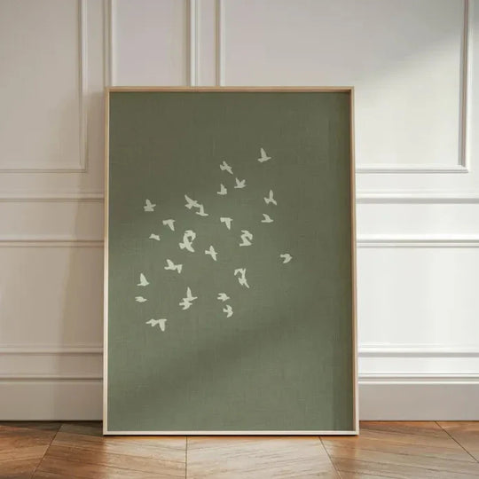 Minimalist Flock of Birds Abstract Canvas Wall Art