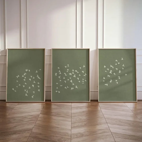 Minimalist Flock of Birds Abstract Canvas Wall Art