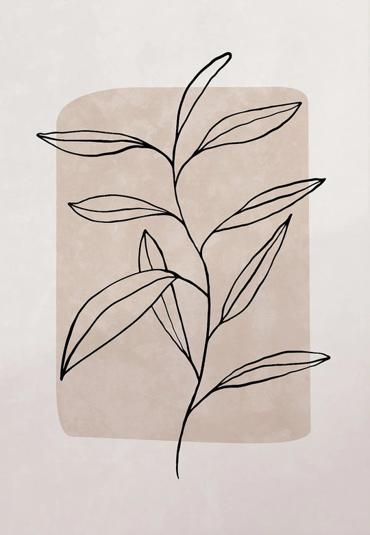 Simple Minimalist Abstract Leaves Line Art Canvas Wall Art