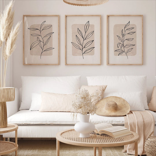 Simple Minimalist Abstract Leaves Line Art Canvas Wall Art