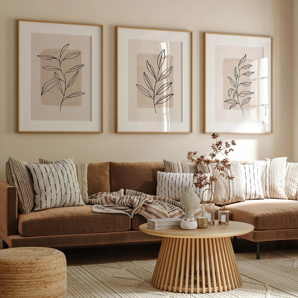 Simple Minimalist Abstract Leaves Line Art Canvas Wall Art
