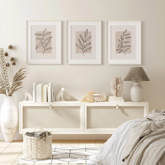 Simple Minimalist Abstract Leaves Line Art Canvas Wall Art