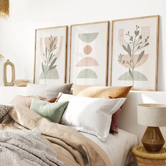 Simple Nordic Abstract Botanical Canvas Wall Art