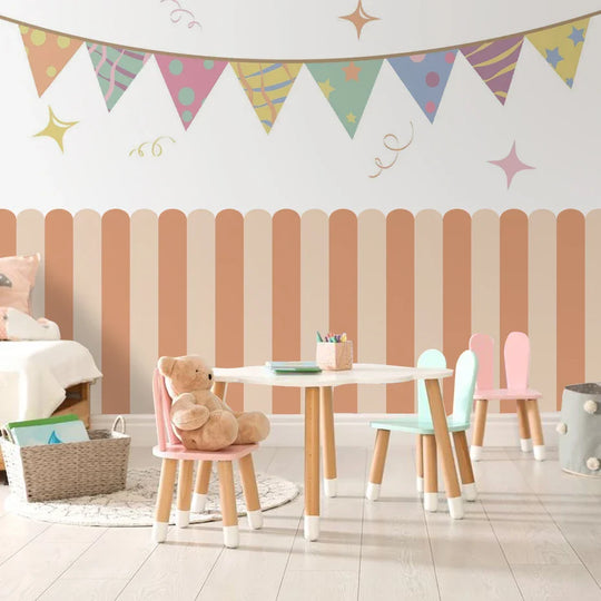 Soft Pastel Scalloped Wallpaper Wall Mural Decals