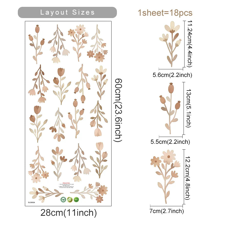 Soft Pastel Watercolor Floral Wall Decals