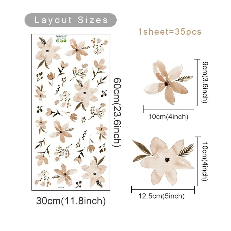 Soft Pastel Watercolor Floral Wall Decals