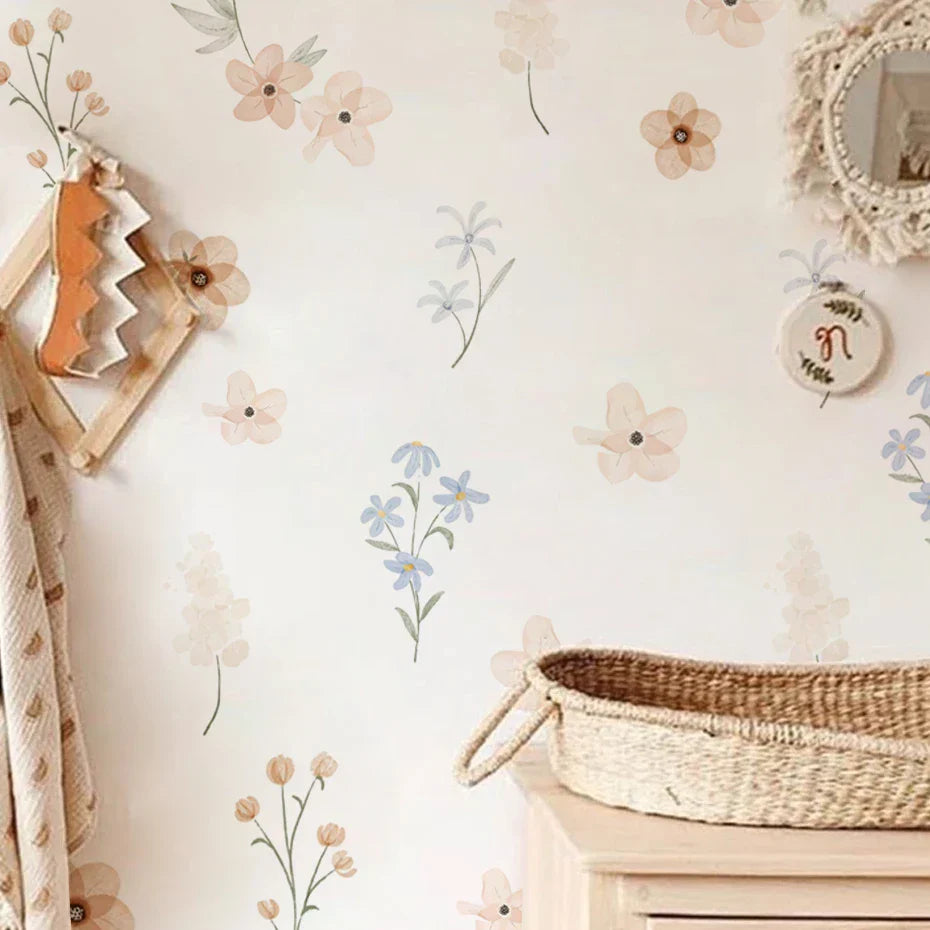Soft Pastel Watercolor Floral Wall Decals