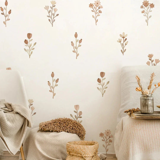 Soft Pastel Watercolor Floral Wall Decals