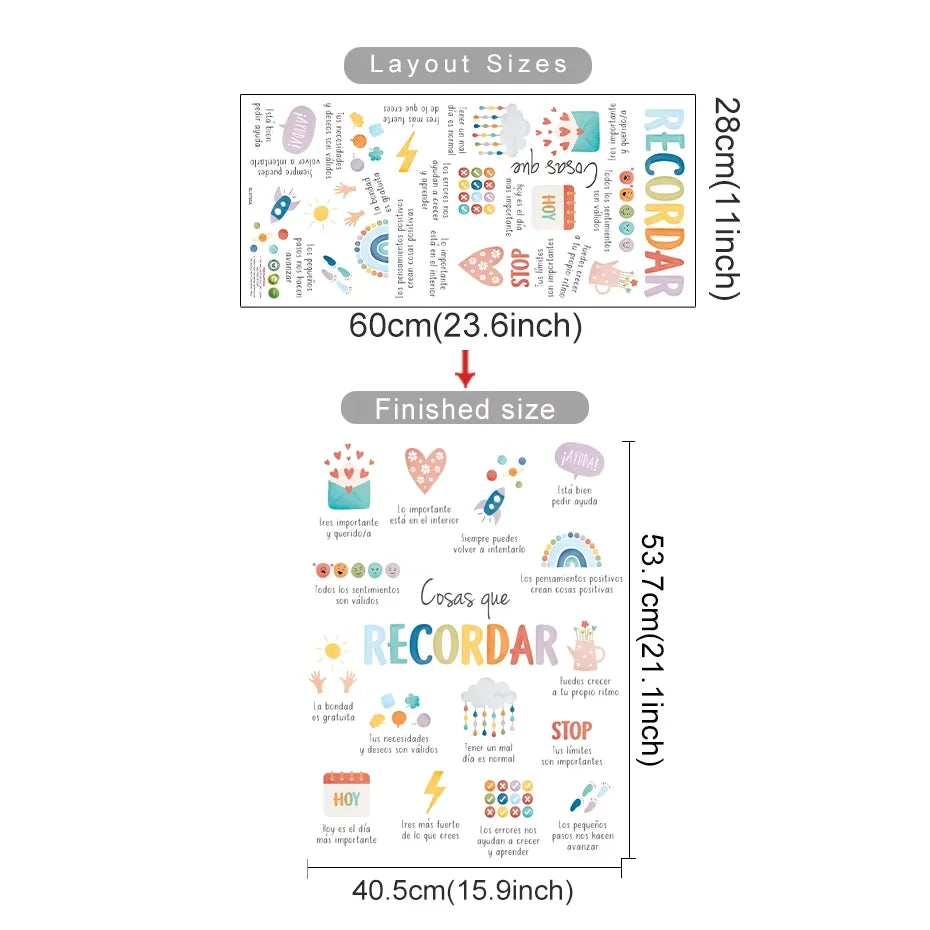 Spanish Color Moods Nursery Wall Decals For Kids Learning