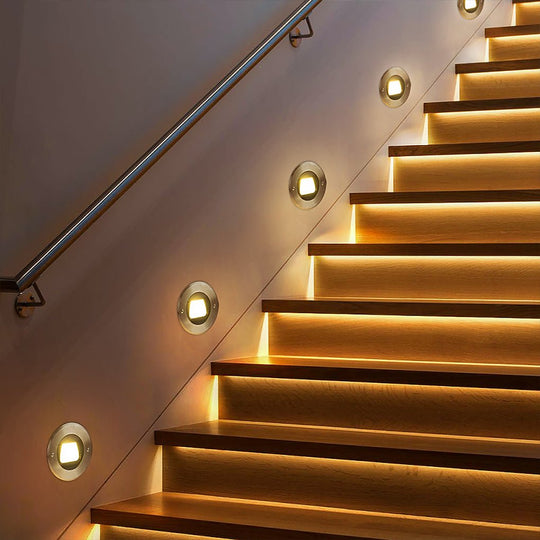 Ultra Thin Waterproof Recessed Step Lights LED Ground Lighting for Stairs Decks