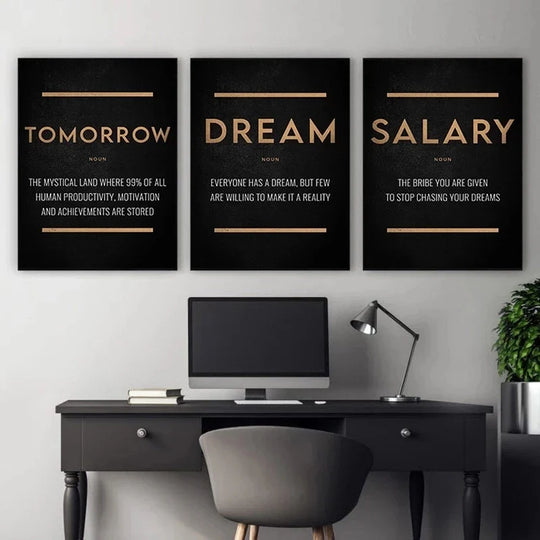 Success Hustle Limitless Motivational Quotes Canvas Wall Art