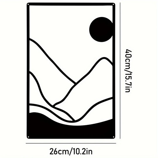Sun Moon Landscape Abstract Botanical Metal Wall Art Decor