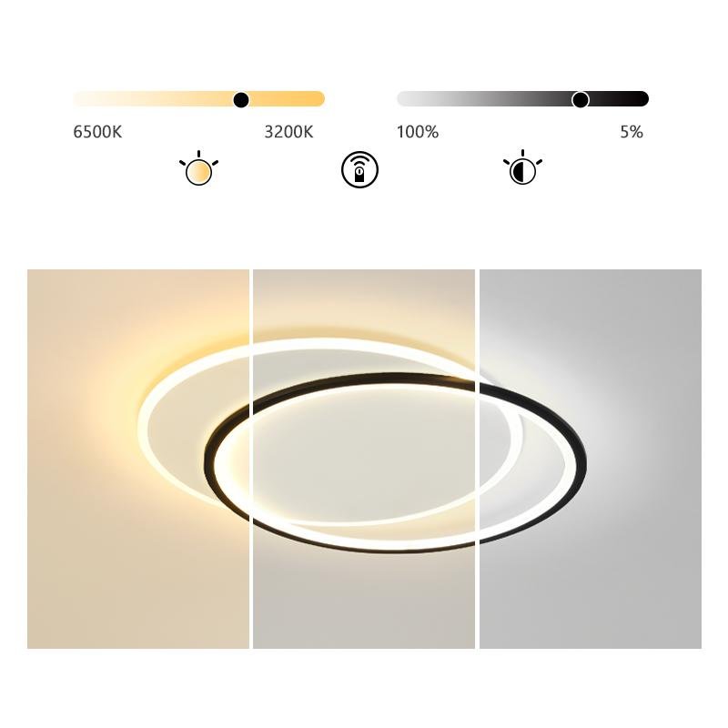 White and Black Overlapped Round Flush Mount Ceiling Light – Modern Design