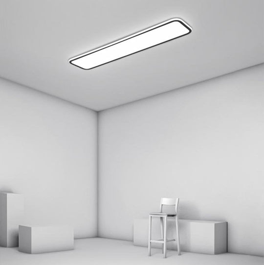 Simple Modern Rectangular Flush Mount Light – 20" &amp; 30" (Black)