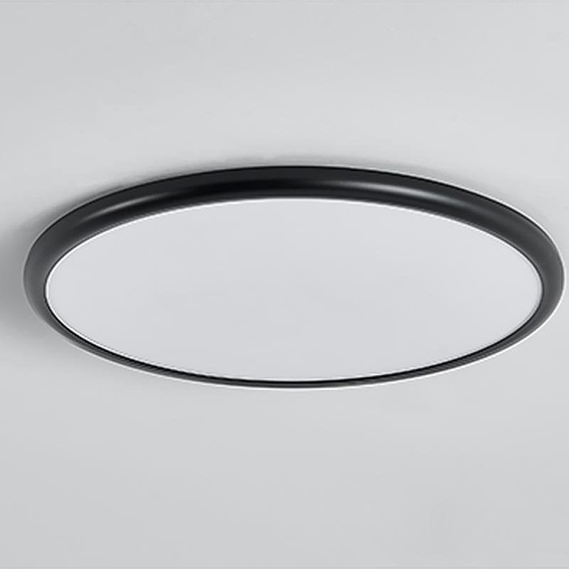 16" Modern LED Geometric Circle Flush Mount Ceiling Light – Black &amp; White Edge
